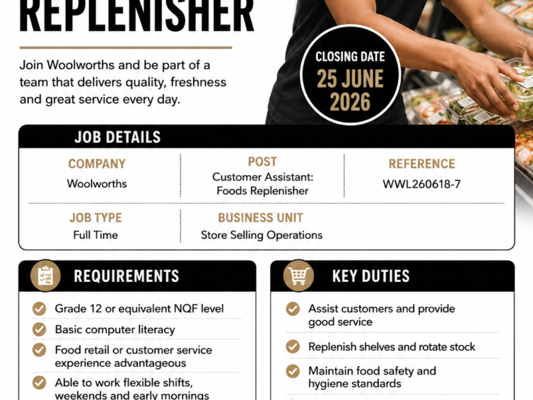 Woolworths Customer Assistant Foods Replenisher Job 2026