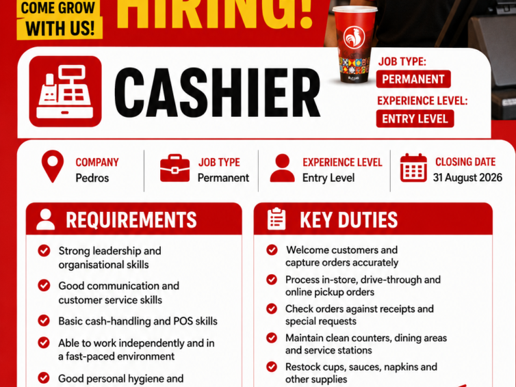 Pedros Cashier Vacancy 2026 (Polokwane, Limpopo) Apply Now