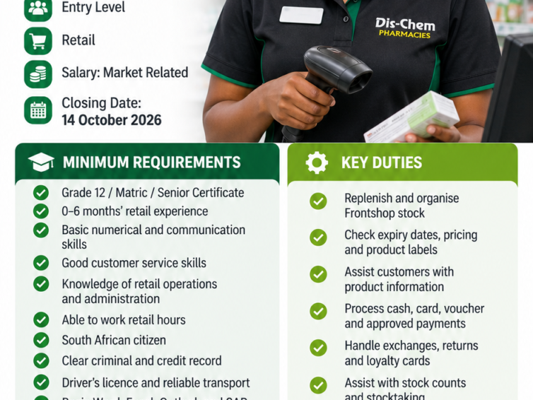 Dis-Chem Frontshop Assistant Job 2026