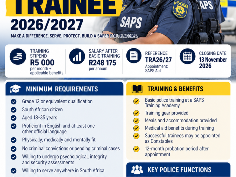 SAPS Police Trainee Jobs 2026/2027